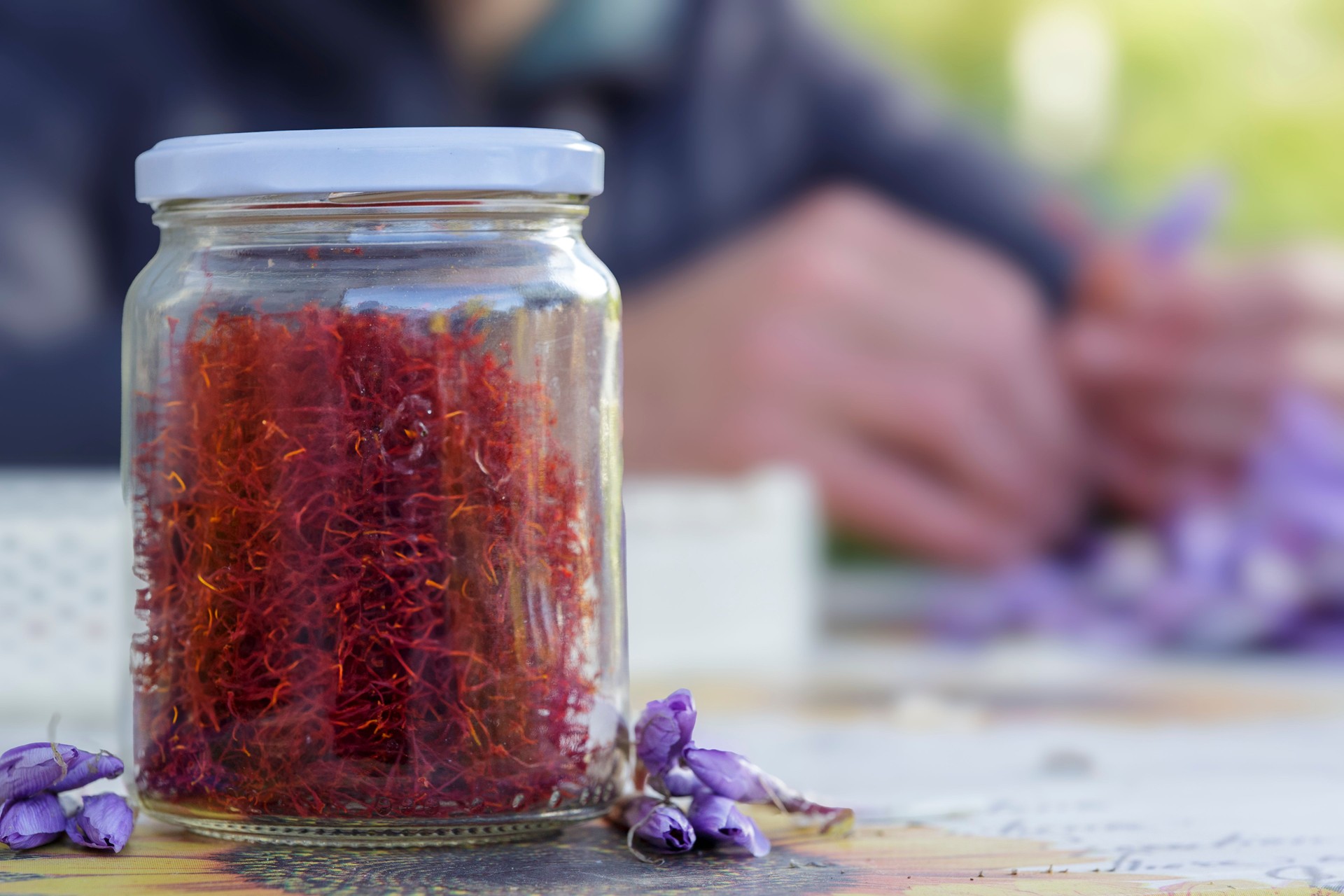 Jar of saffron threads